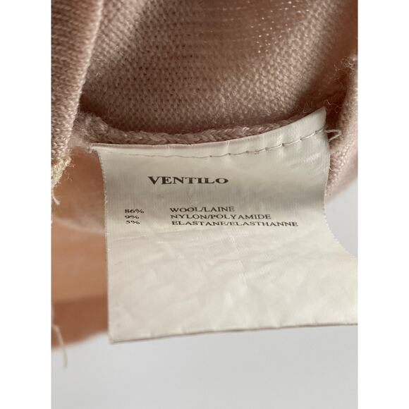 ARMAND VENTILO Women's Light Pink-Beige Wool-Blend V-Neck Lace-Trim Sweater SZ M - Picture 8 of 10